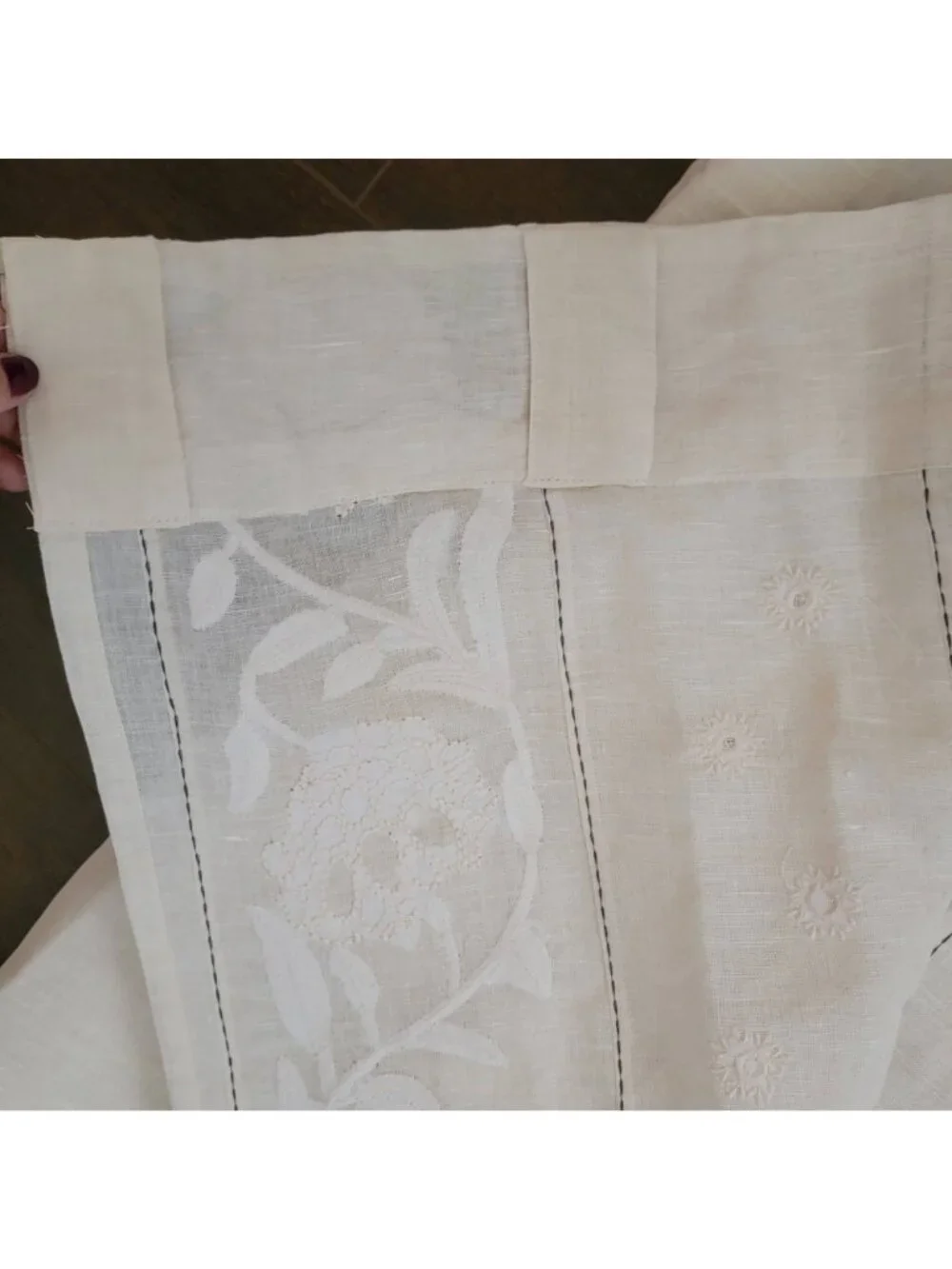 NEW Anthropologie Manette Embroidered Cotton Linen Curtain Boho Chic 50 x 96 in